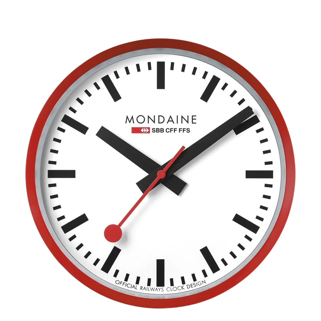 mondaine-wanduhr-rot-25-cm-a990-clock-11sbc Mondaine A990.CLOCK.11SBC – Bild 1